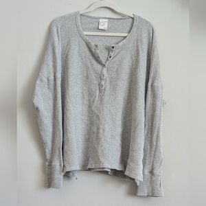 Aerie Offline Gray Waffle Knit Henley Top
